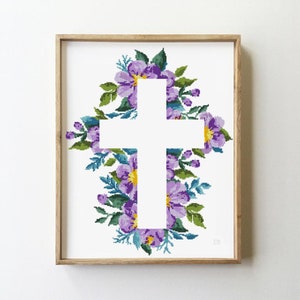Floral cross counted cross stitch pattern flowers Easter botanical nature leaves home decor diy- Cross Stitch Pattern (Digital Format - PDF)