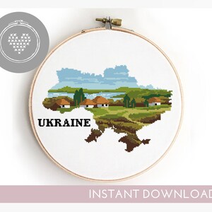 Ukraine cross stitch pattern count landscape nature xstitch DIY chart silhouette cross stitch Cross Stitch Pattern Digital Format PDF image 2