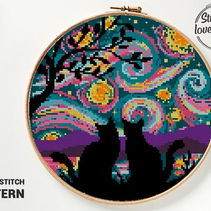 Cute Cats Cross Stitch Pattern | Easy Modern Xstitch Chart | DIY Animal Embroidery | Digital Download PDF