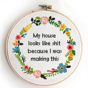 Citaat geteld kruissteekpatroon grappig xstitch DIY moderne eenvoudige kaart - kruissteekpatroon (digitaal formaat - pdf)