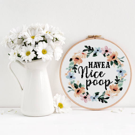 DIY Hand Embroidery Kit Have A Nice Poop Funny Embroidery Kit for