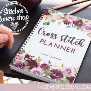 Planner per punto croce stampabile in PDF / Quaderno organizzatore di schemi / Diario di ricamo fai da te con download immediato / Formato digitale