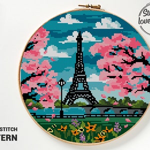 Paris Cross Stitch Pattern | Modern City Xstitch | Cute Easy Chart | DIY Travel Pattern PDF | France Design