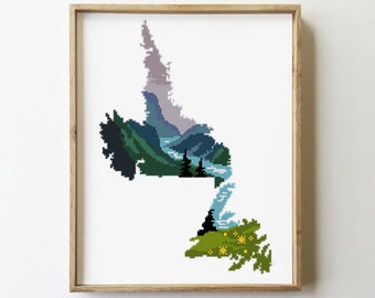 Newfoundland and Labrador cross stitch pattern Provinces and territories of Canada silhouette - Cross Stitch Pattern (Digital Format - PDF)