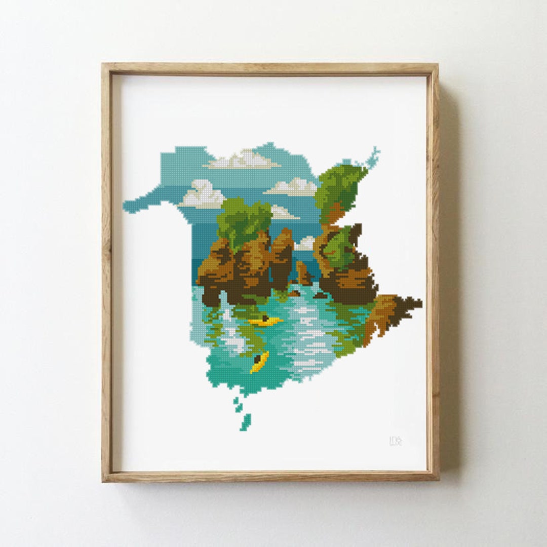 New Brunswick Counted Cross Stitch Pattern Provinces and Territories of Canada Silhouette Sky