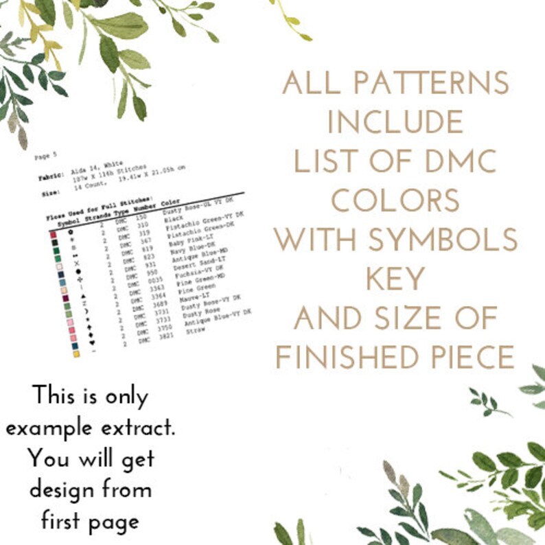Cross Stitch Pattern Floral wreath birth announcement counted cross stitch pattern baby nursery personalized custom Digital Format - PDF
