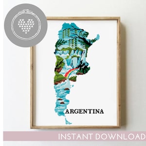 Argentina Cross Stitch Pattern PDF | Buenos Aires Silhouette Landscape | Nature DIY Xstitch Chart