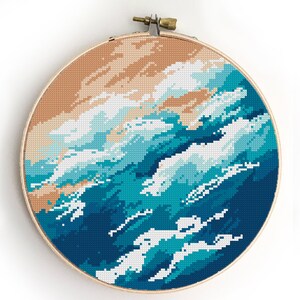 Sea Cross Stitch Pattern: Ocean Landscape, Beach Scene (PDF Pattern)