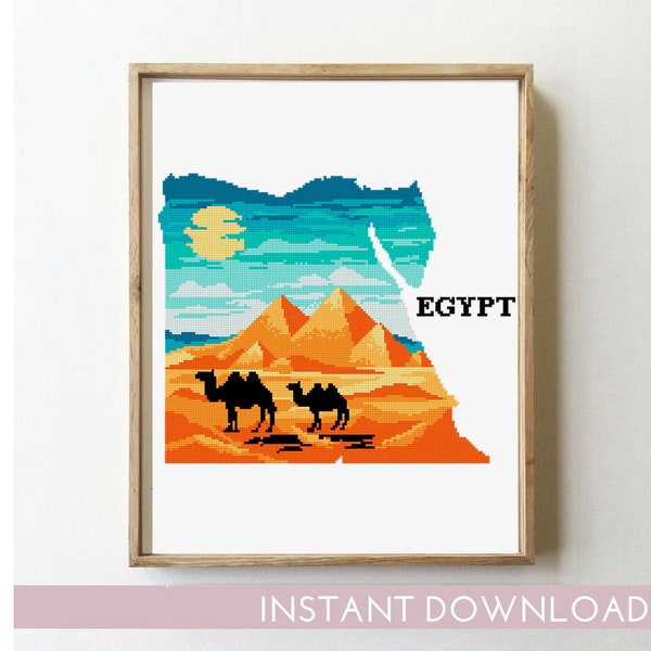 Egypt cross stitch pattern easy modern xstitch DIY counted chart design - Cross Stitch Pattern (Digital Format - PDF)