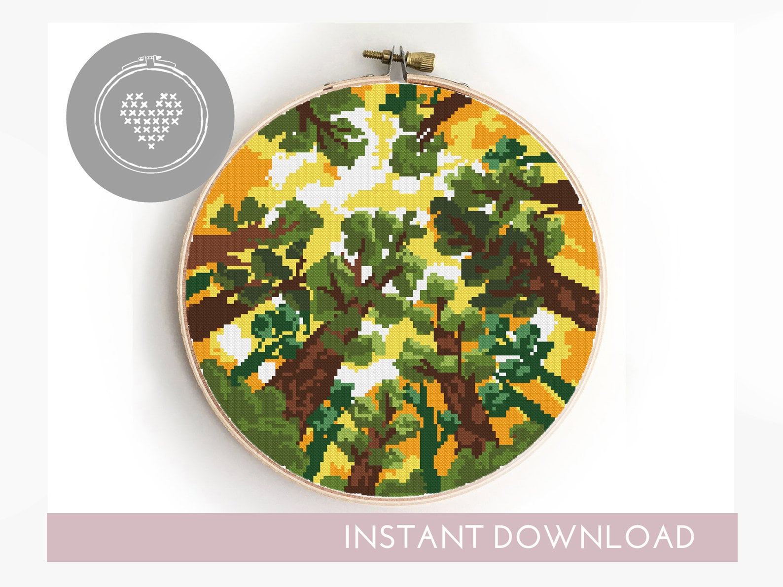 instant PDF cross stitch forest nature counted cross stitch chart Redwood national park Modern Cross Stitch Pattern landscape