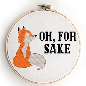 Oh, in godsnaam, geteld kruissteekpatroon vos dieren grappig citaat ontwerpkaart eenvoudig schattig modern - kruissteekpatroon (digitaal formaat - pdf)