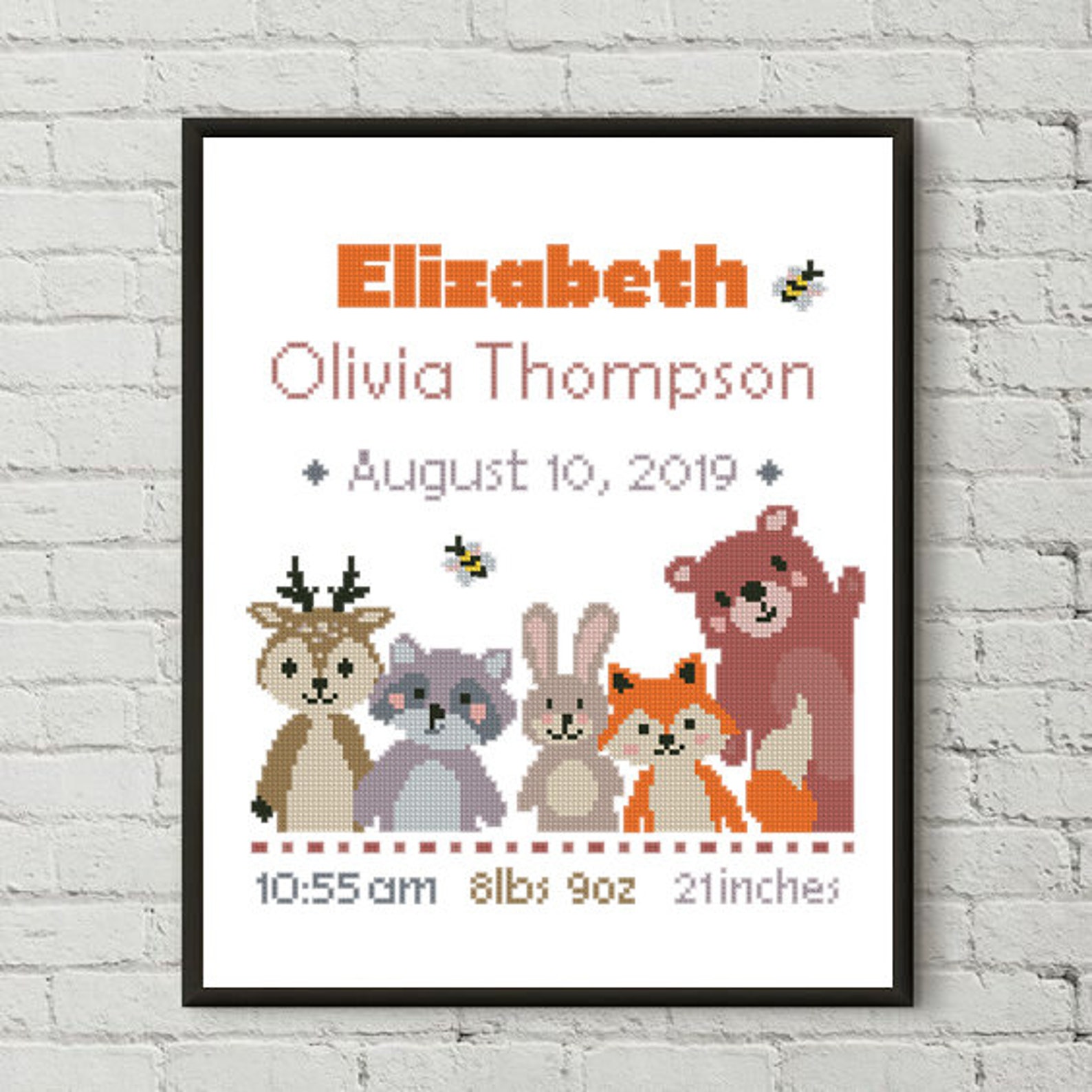 Animals Birth Announcement Counted Cross Stitch Pattern Animal Etsy — free download
