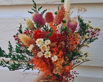Dried Flower Everlasting Bouquet | Bright Colorful Dried Flower Wildflower Bouquet | Small Spring Dry Flower Bouquet | Handmade Home Decor |