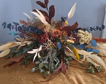 Fall Dried Flower Wedding Arbor Arrangement | Wedding Ceremony Arbor Flowers  | Autumn Wall Decor | Fall Decor Wall Hanging