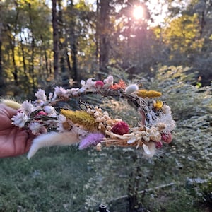 Dried Flower Bridal Crown Outdoor Garden Wedding | Boho Wedding Crown | Bridal Hair Accessory | Flower girl Hair | Hippie Hair Flower Crown