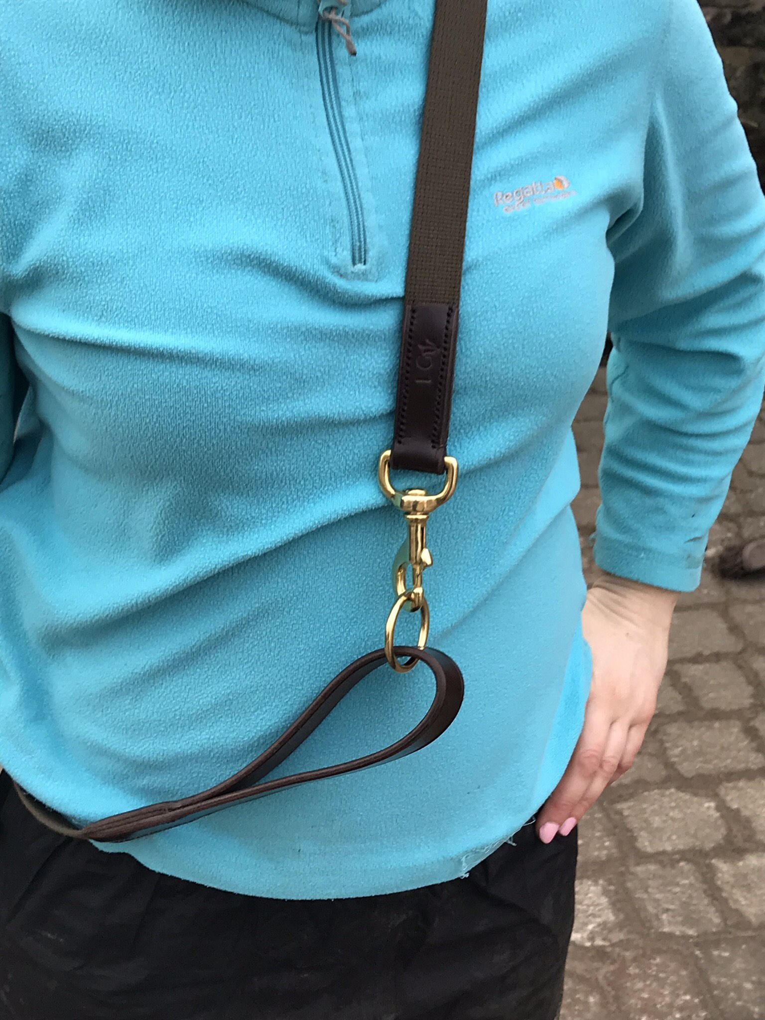 English Bridle Leather Dog Lead, Moss Heavy Cotton  & English Leather Dog Lead, Dog Lead With