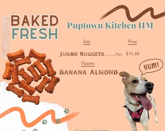 Fresh Baked Banana Almond Dog Biscuits | Jumbo Homemade Dog Treats