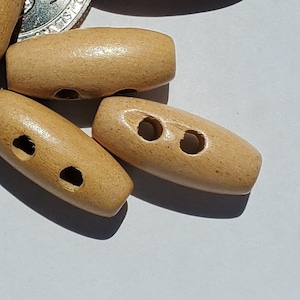 FREE First Class Shipping, Real Wood Toggle Button, 2 hole, 20mm, 3/4" Ships from the USA