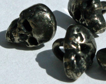 Free First Class Shipping, Small Skull Shank Button, 3/8", 16L, 10mm, Antique Silver Colored, Ships from the USA