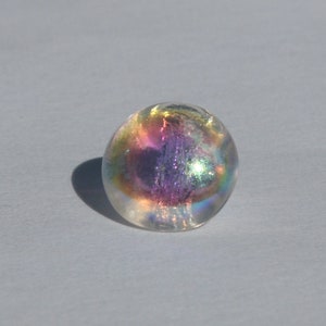 Free First Class Shipping, Iridescent Glass Ball Button, 7.5mm, 12L, Glass, Shank, Clear, Multi-Colored Highlights, Ships from the USA