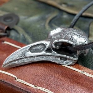 UK Handmade Pewter Helm of Awe Raven Skull Pendant image 1