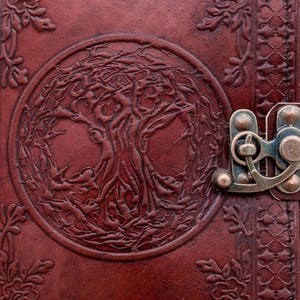 Handmade leather Viking Norse Wicca Tree of Life Yggdrasil Journal Notebook image 3