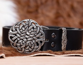 Split Leather Shield Knot Belt and Buckle