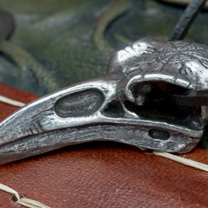 UK Handmade Pewter Helm of Awe Raven Skull Pendant image 2