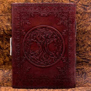 Handmade leather Viking Norse Wicca Tree of Life Yggdrasil Journal Notebook image 5