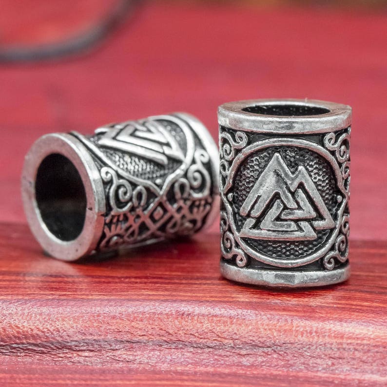 Valknut Norse Viking Rune Hair and Beard Bead image 1