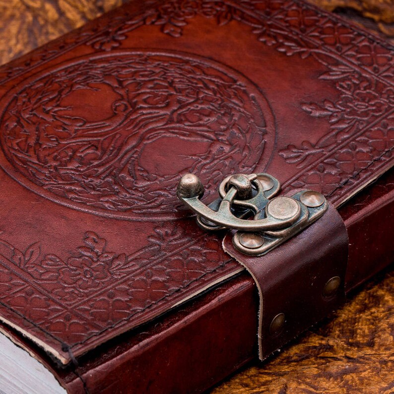 Handmade leather Viking Norse Wicca Tree of Life Yggdrasil Journal Notebook image 7