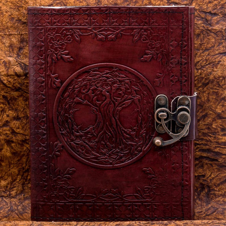 Handmade leather Viking Norse Wicca Tree of Life Yggdrasil Journal Notebook image 4