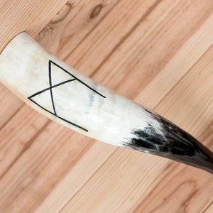 Rune Hand Carved Drinking Horn regular image 3