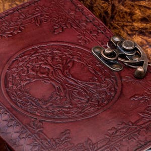 Handmade leather Viking Norse Wicca Tree of Life Yggdrasil Journal Notebook image 10