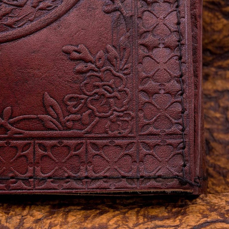Handmade leather Viking Norse Wicca Tree of Life Yggdrasil Journal Notebook image 6