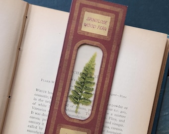 Handmade Bookmark Victorian Microscope Spinulose Wood Fern - Dark Academia Gift for Readers Gift for Book Lovers Botanical Art