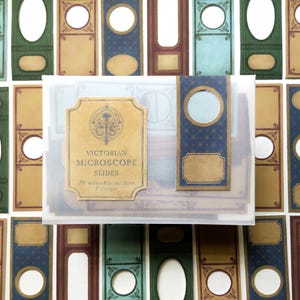 Pegatinas victorianas para portaobjetos de microscopio: etiqueta grabable, diseño original para Nature Journal, cuaderno de bocetos naturalista, Dark Academia, ciencia ciudadana