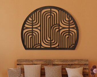 Arte de pared de madera boho, Decoración abstracta de pared de madera, Arte geométrico de pared de madera, Arte moderno de pared de madera, Arte minimalista de pared de madera, Decoración de pared sobre la cama