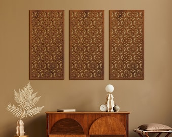 Moroccan panel, Arabic wall art, Arabic panels, Boho wood wall art, Decorative lattice panels, Triptych wall art, Arabic wall hanging