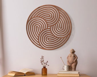 Round wood wall art, Boho wood wall art, Geometric wall decor, Abstract wood wall art, Circle wood wall art, Modern wood wall decor
