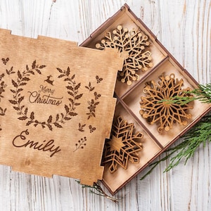 Christmas decorations, Wood christmas ornaments, Snowflake decor Set of 16 snowflakes, Gift Idea Snowflake, Personalized holiday decor