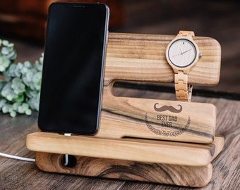 ECO docking station, Wood docking station, Desk organizer, Office desk accessories, Personalized gift for men, Father's day gift