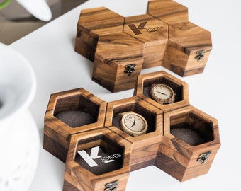 Personalized watch box for men, Wooden watch box with glass lid, Engrave watch box, Custom watch box, Wood watch display, Wood watch case
