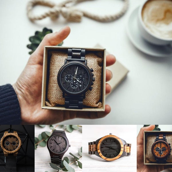 Personalized wooden watches for men, Custom wooden watch, Engraved watch men, Personalized groomsmen gift, Anniversary gift for him