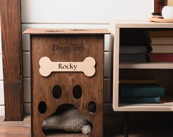 Caja de juguetes grande para perros, Caja de juguetes de madera para perros, Almacenamiento de juguetes para perros, Caja de juguetes para cachorros, Caja de juguetes para perros con tapa, Muebles para perros, Caja de juguetes para mascotas, Organizador para perros