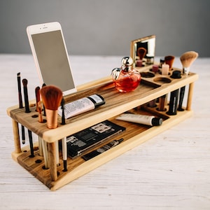 Organizador de maquillaje,Organizador de paleta de maquillaje,Organizador de maquillaje de madera,Organizador de pincel de maquillaje,Organizador de cajones de madera,Regalos de madera para mujeres imagen 4