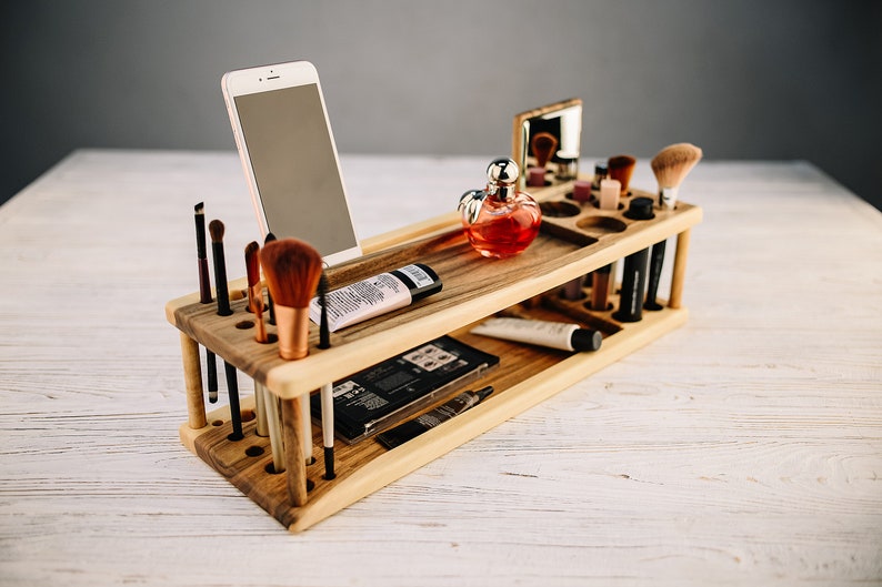 Organizador de maquillaje,Organizador de paleta de maquillaje,Organizador de maquillaje de madera,Organizador de pincel de maquillaje,Organizador de cajones de madera,Regalos de madera para mujeres imagen 4