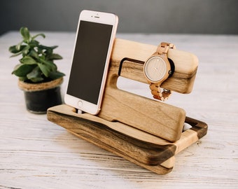 Docking stand,Fathers day gift,Docking stand,Charging station,Mens personalized,iPhone apple watch docking station,Glasses holder,Walnut