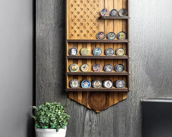 Military coin display case, Coin holder military, Coin holder stand, Military coin rack, Military coin shelf, Wood coin display