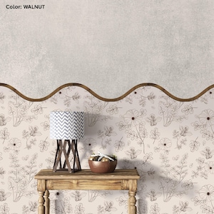 Waves wall molding wood, Wooden chair rail molding, Scallop shaped wall cornice, Wavy wall stripe decor, Big waves moulding panel